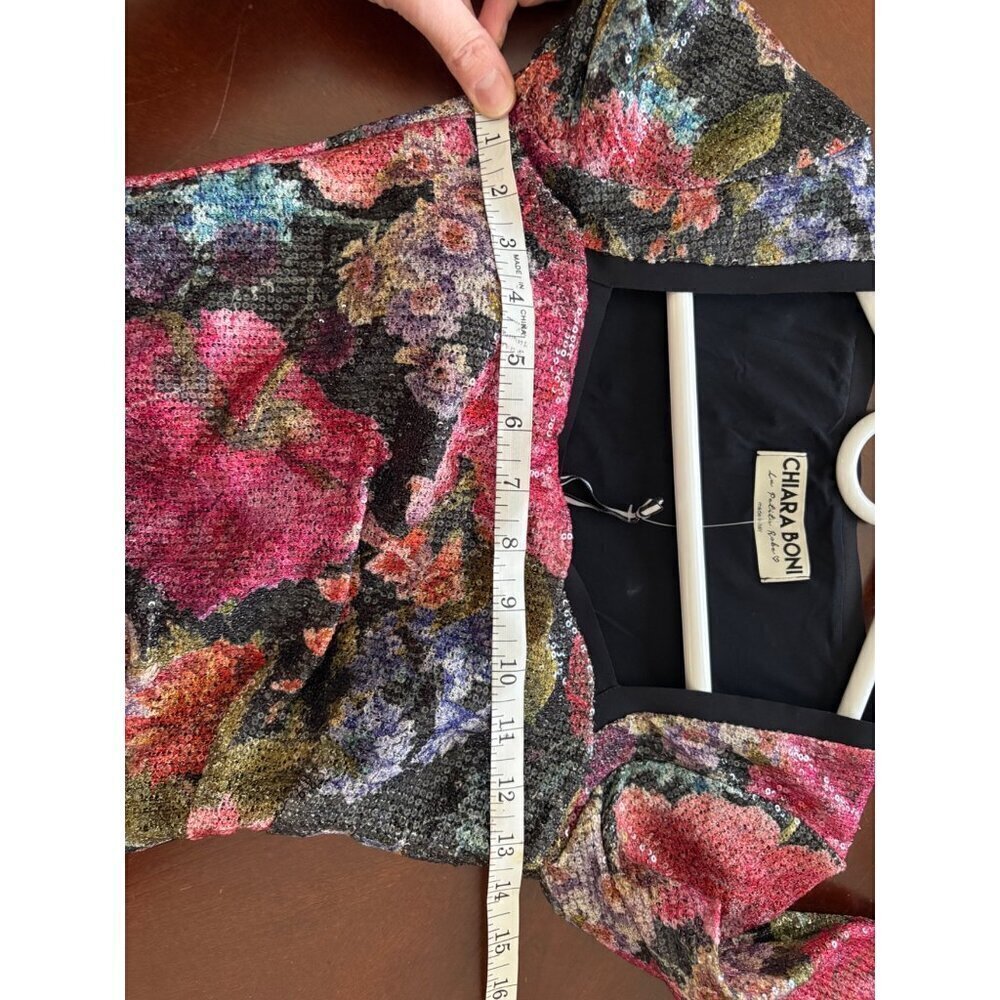 CHIARA BONI La Petite Robe NWT  Cesarima Floral Sequined Midi Dress Size 2 - Picture 14 of 17